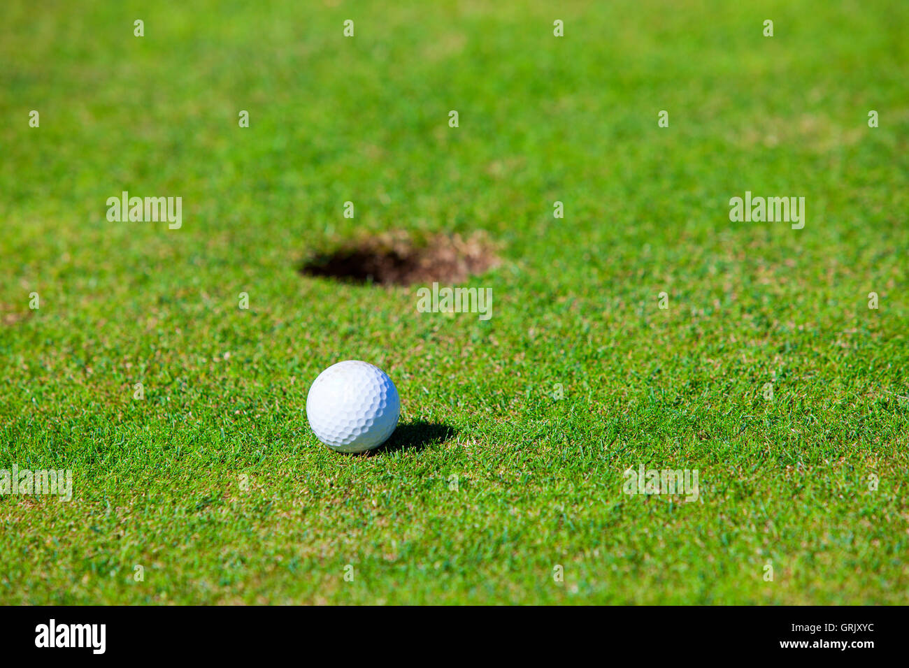 Golf ball and the hole Stock Photo Alamy