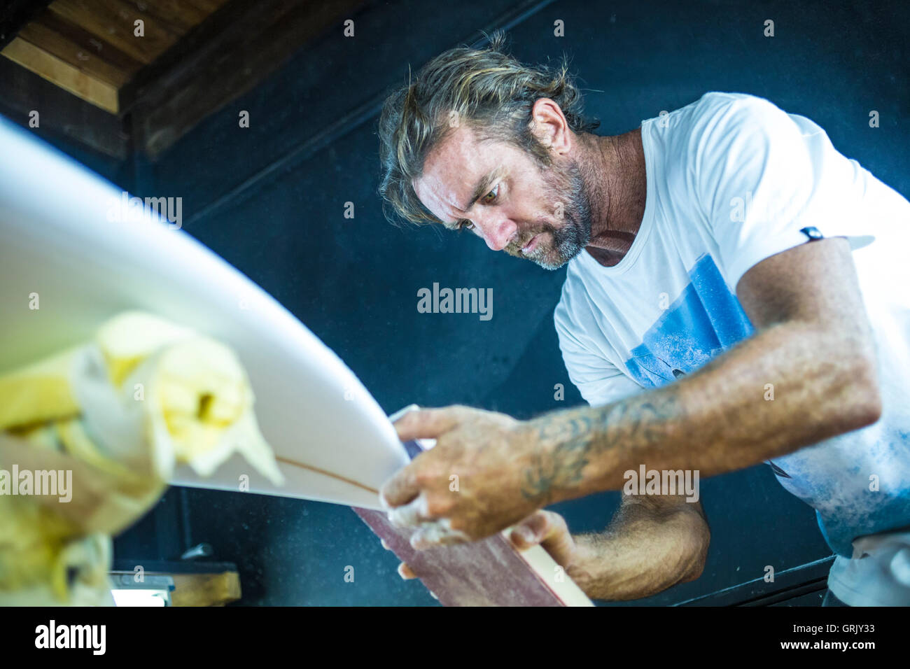 Australian surfboard shaper Dylan Longbottom Stock Photo Alamy
