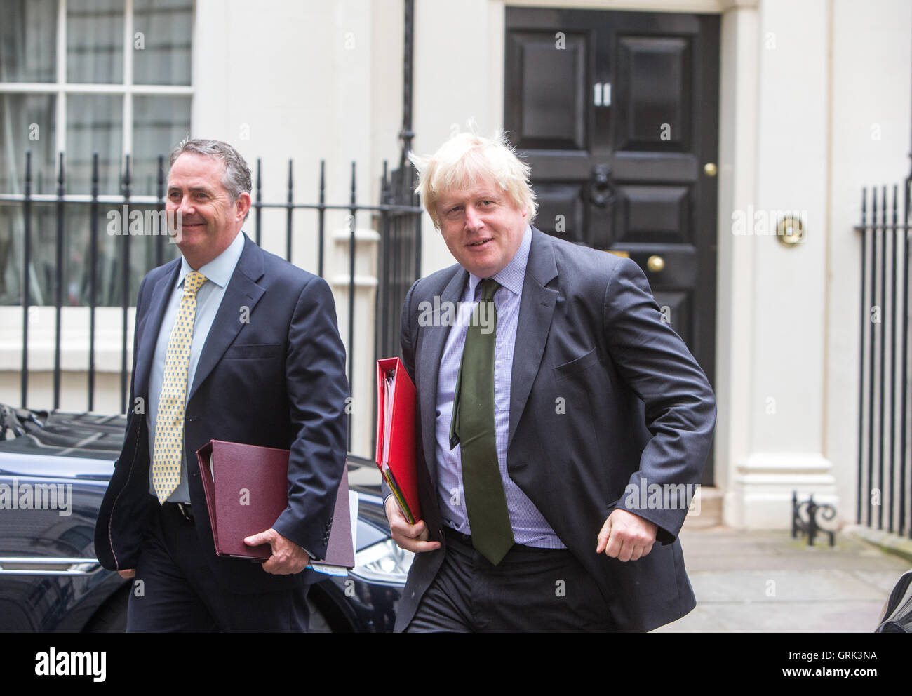 Boris Johnson,Foreign secretary and Liam Fox,secretary of state for International Trade, at Downing Street for a Cabinet meeting Stock Photo