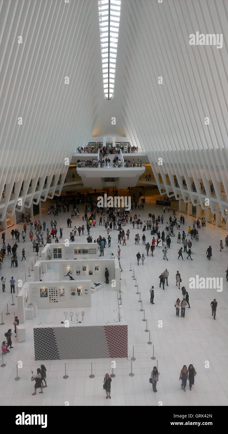 Interior of the new Transportation Hub Oculus at the World Trade Center in Lower Manhattan. Stock Photo