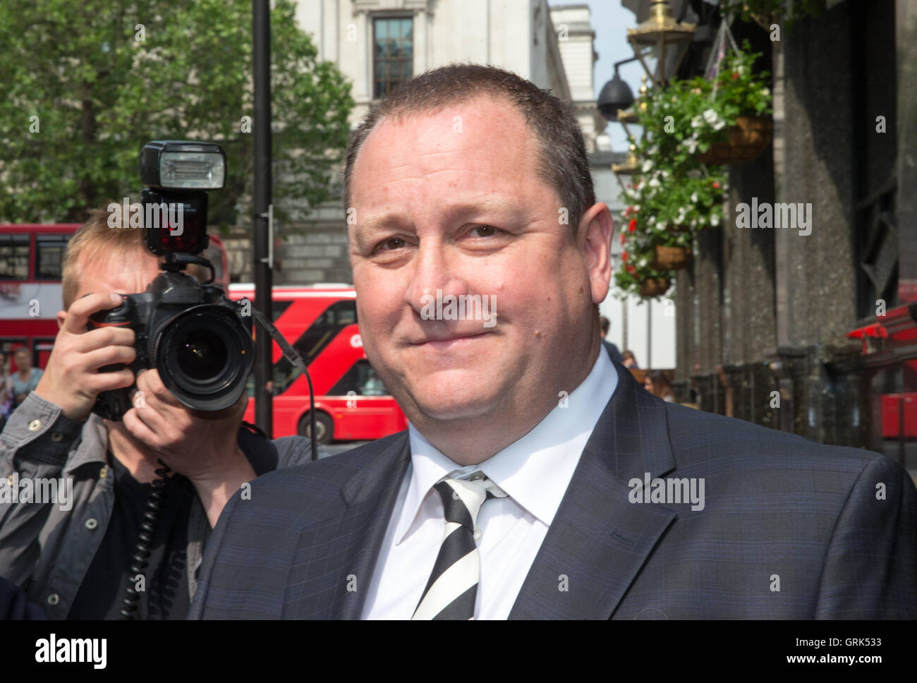 Mike Ashley,managing director of Sports Direct and owner of Newcastle FC,arrives at the Commons select committee for questions Stock Photo
