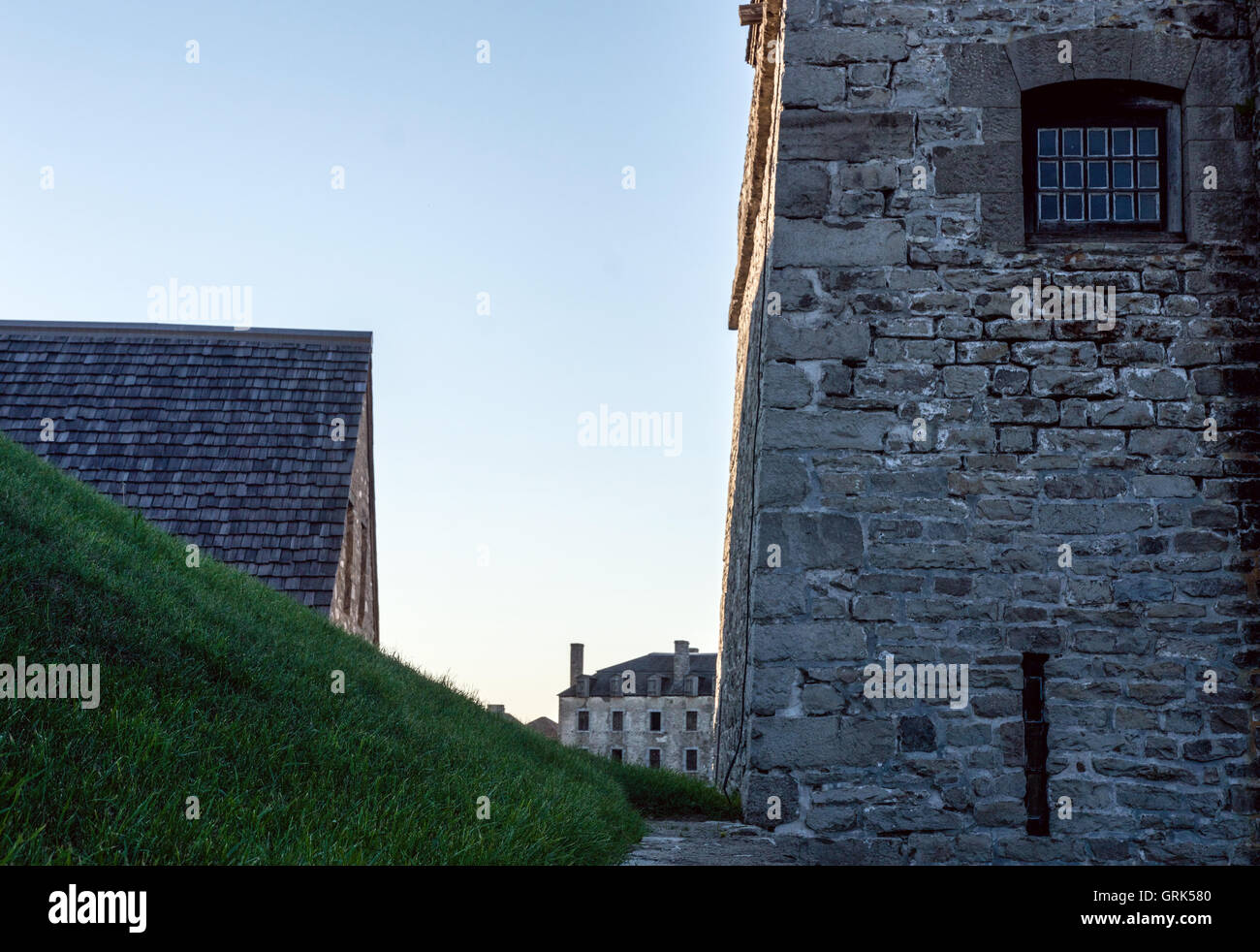 View of the historic 18th-century fortifications at Fort Niagara, New York, originally a French colonial outpost on Lake Ontario Stock Photo