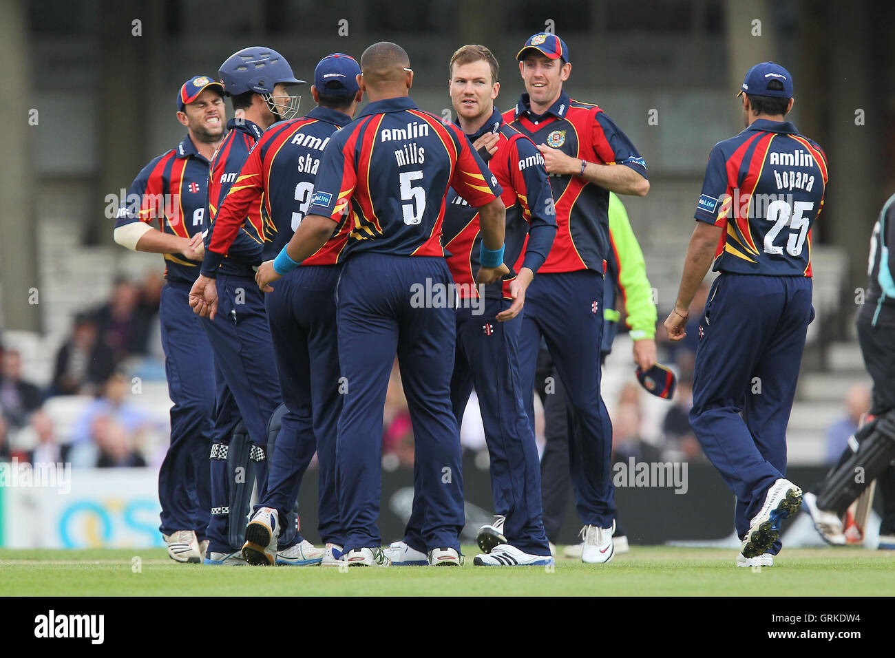 Essex players celebrate the wicket of Steven Davies - Surrey Lions vs Essex Eagles - Friends Life T20 South Division Cricket at the Kia Oval,London - 13/06/12. Stock Photo