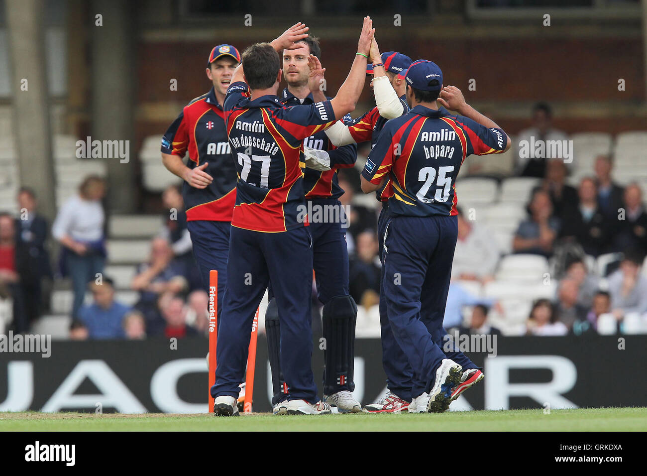 Essex players celebrate the wicket of Matthew Spriegel - Surrey Lions vs Essex Eagles - Friends Life T20 South Division Cricket at the Kia Oval,London - 13/06/12. Stock Photo