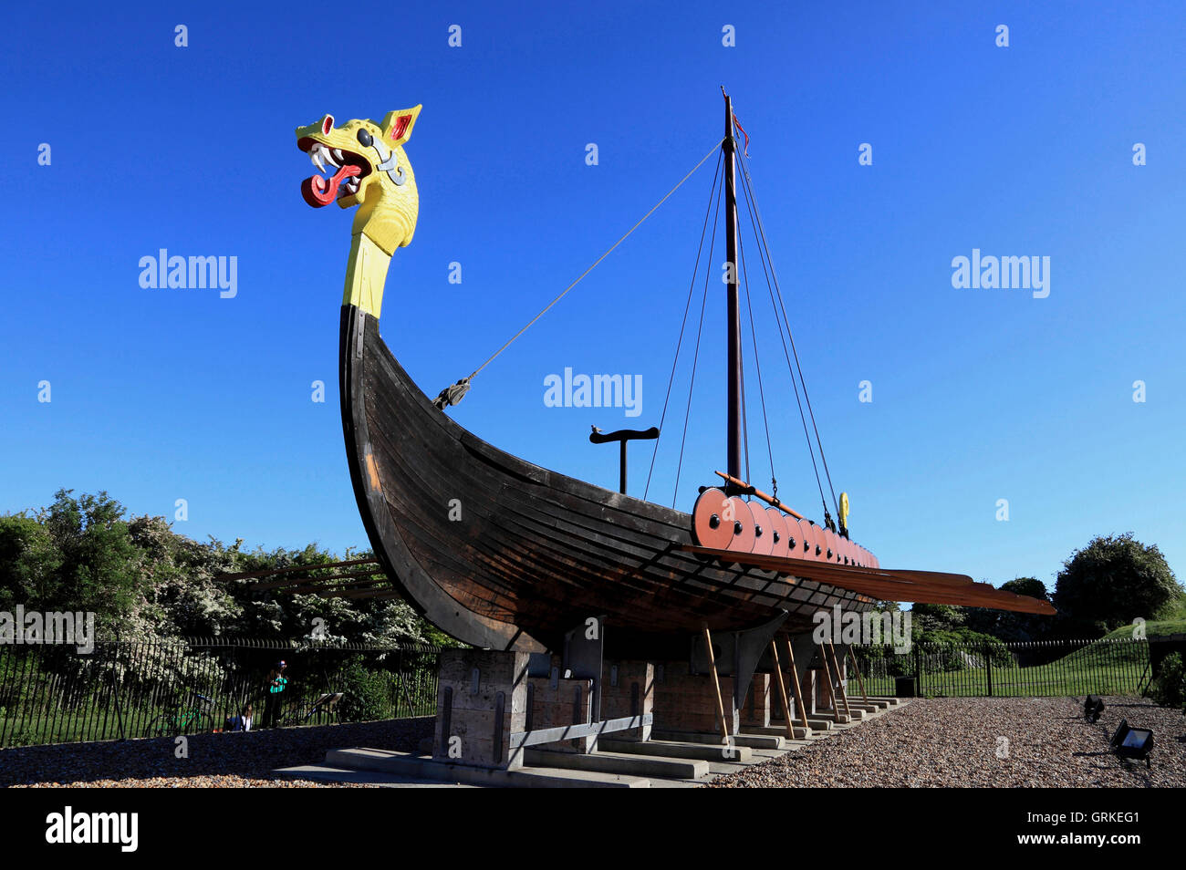 Viking Boat, Pegwell Bay, Kent, UK Stock Photo