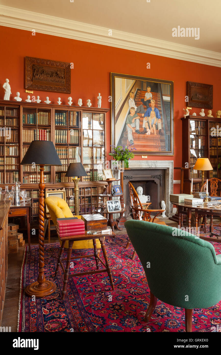 The family Library. Doddington Hall and Gardens, Lincolnshire, UK. June 2016. Stock Photo