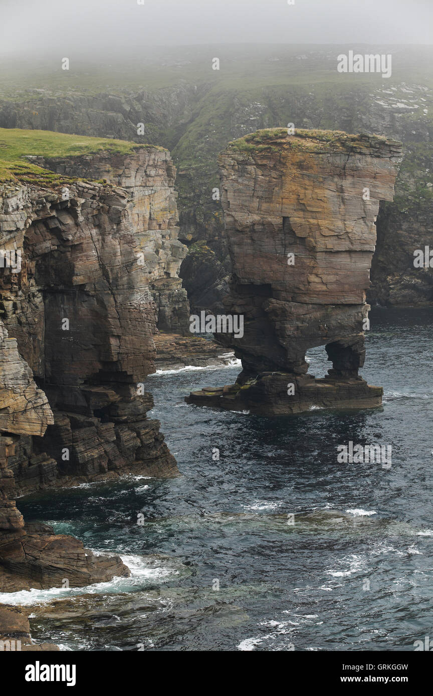 Scottish landscape in Orkney. Yesnaby cliffs. Scotland. UK Stock Photo