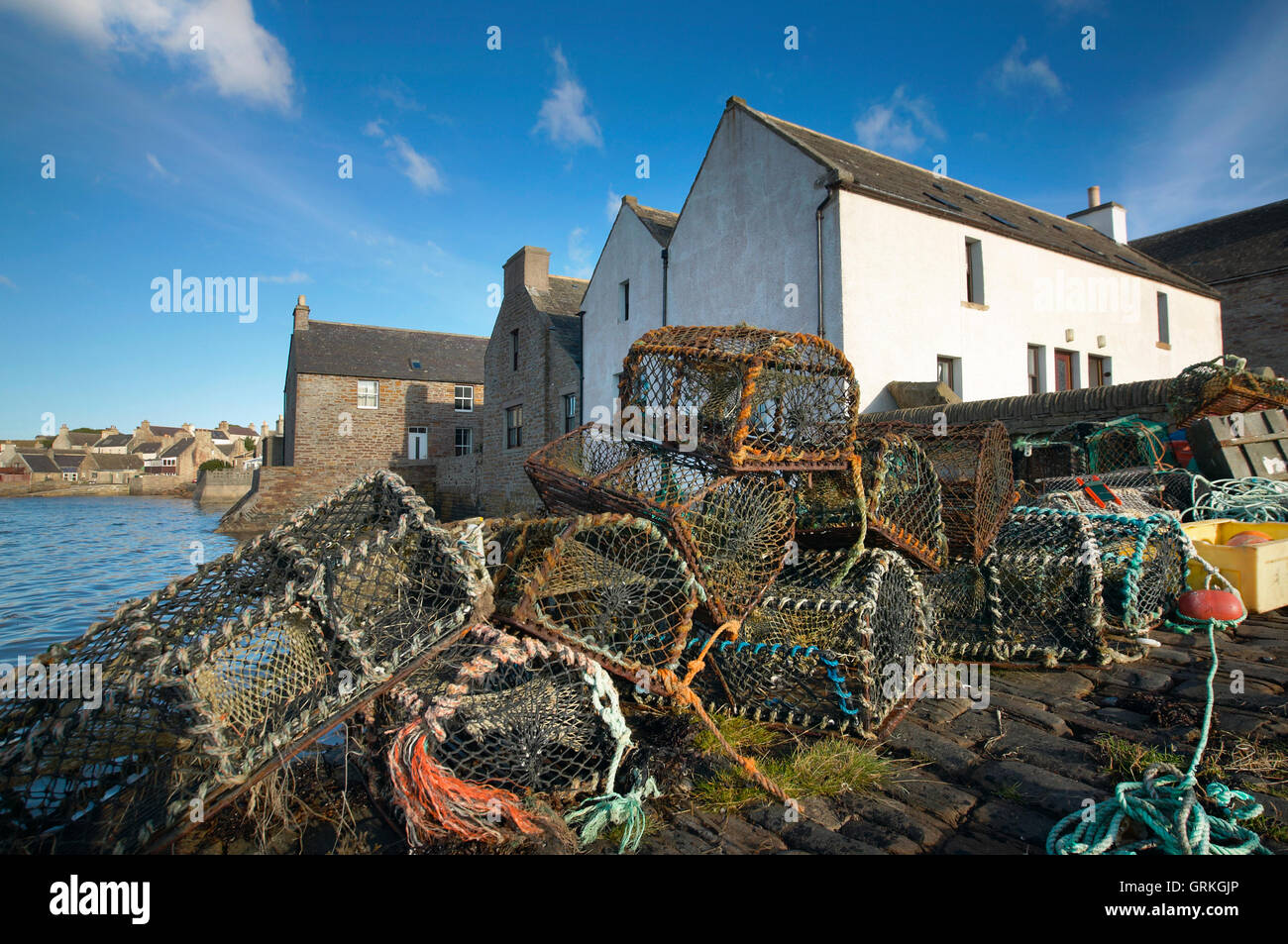 Basket for crabs in St Margareth Hope. Orkney. Scotland. UK Stock Photo