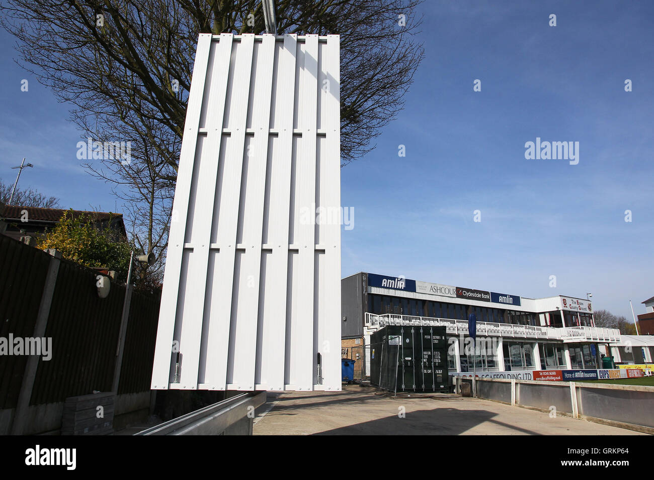 General view of the Hayes Close end as a new sight screen is erected