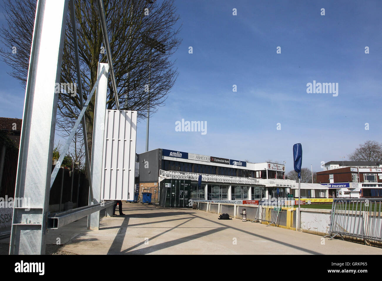 General view of the Hayes Close end as a new sight screen is erected