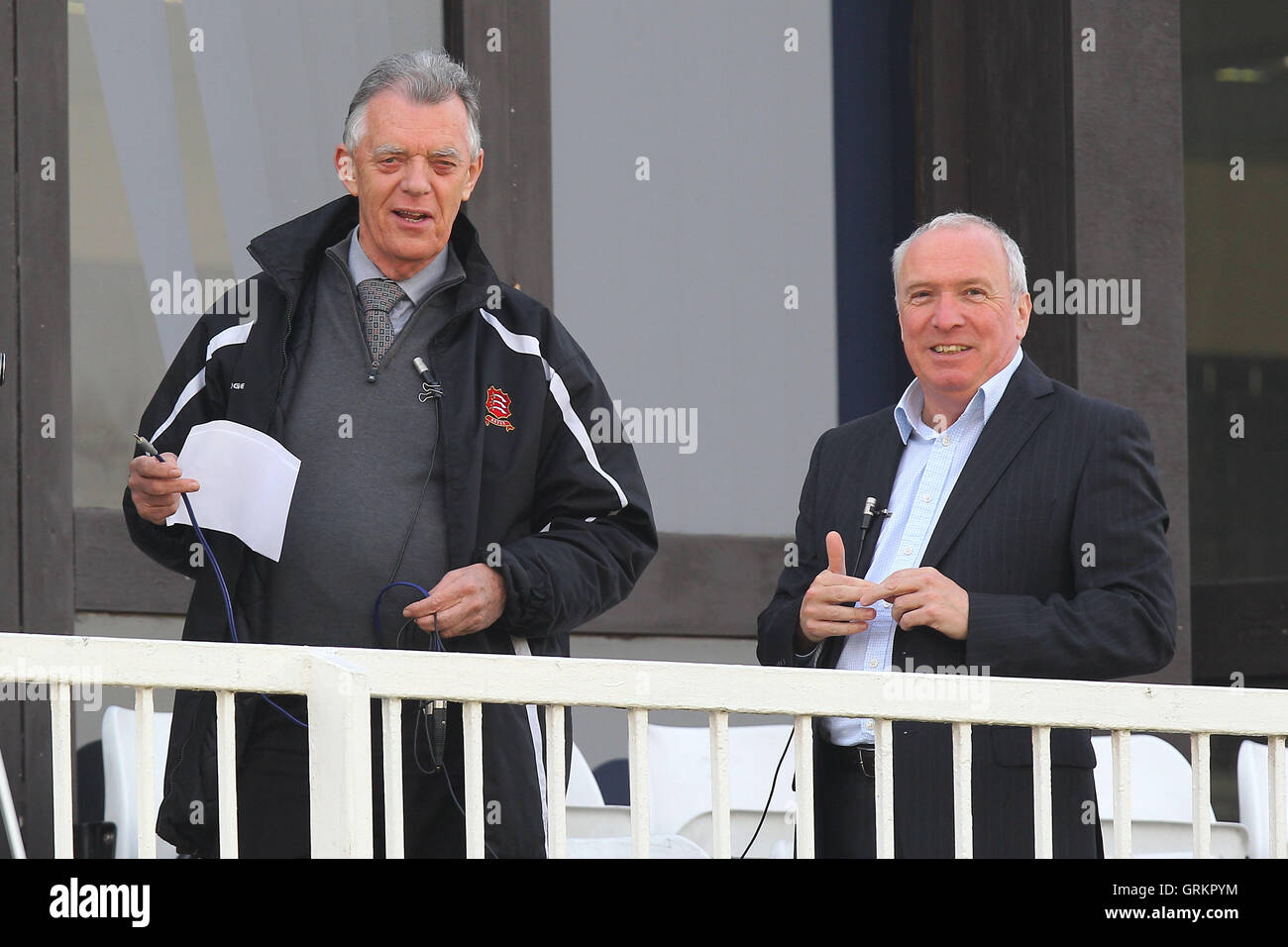 Paul Hiscock (L) and Essex Chief Executive Derek Bowden spot the