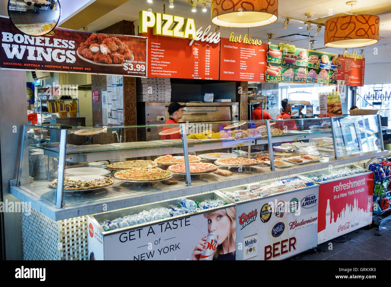New York City,NY NYC,Lower Manhattan,Financial District,Whitehall Ferry Terminal,Staten Island Ferry,concession,Haagen-Dazs,ice cream shop,Nathan's Fa Stock Photo