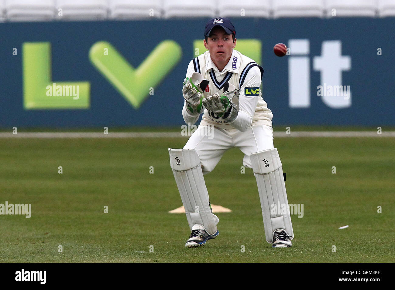 Gloucestershire wicket keeper Cameron Herring in action on his debut