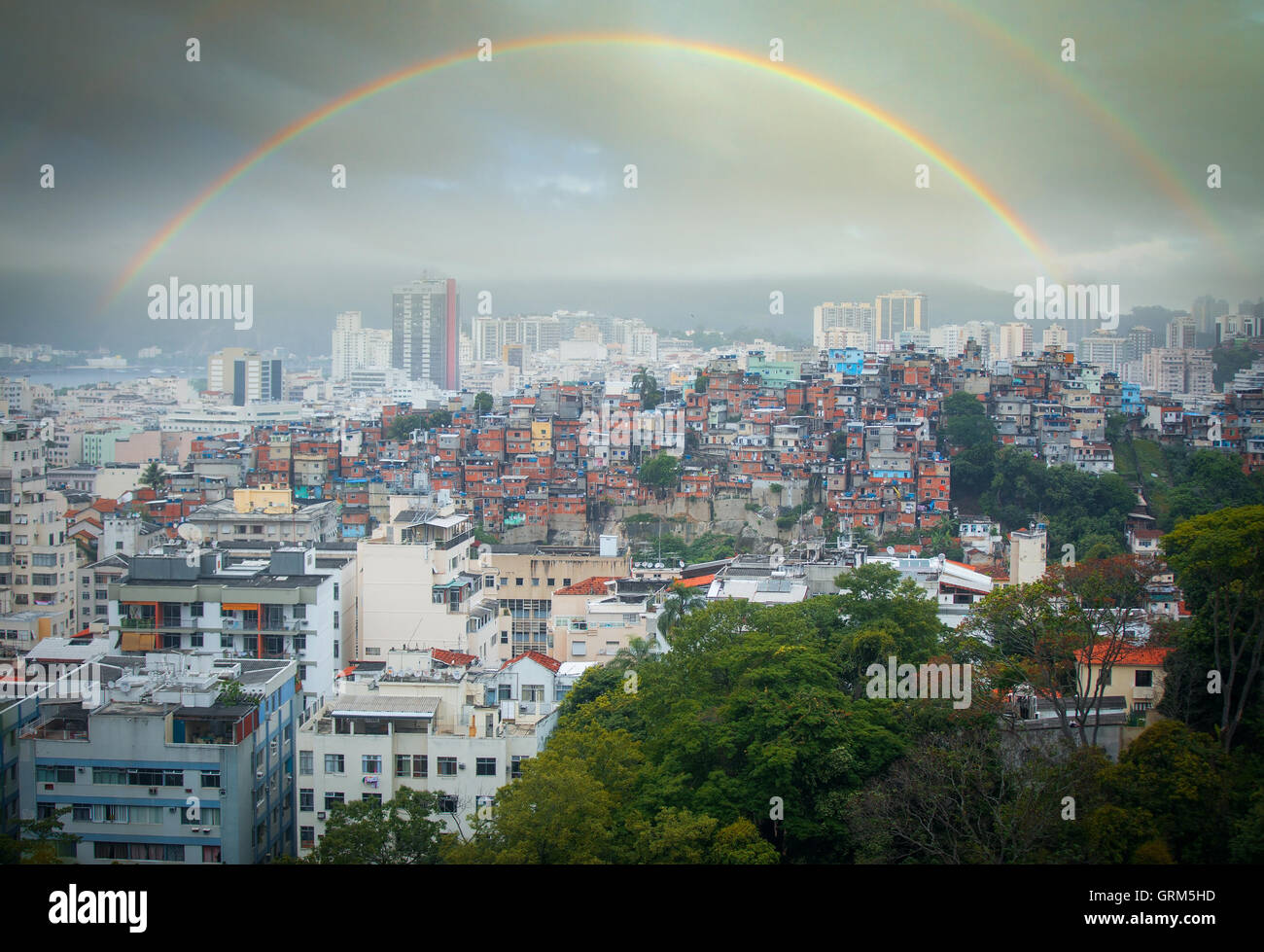 rainbow. Colorful painted buildings of Favela in Rio de Janeiro Brazil ...