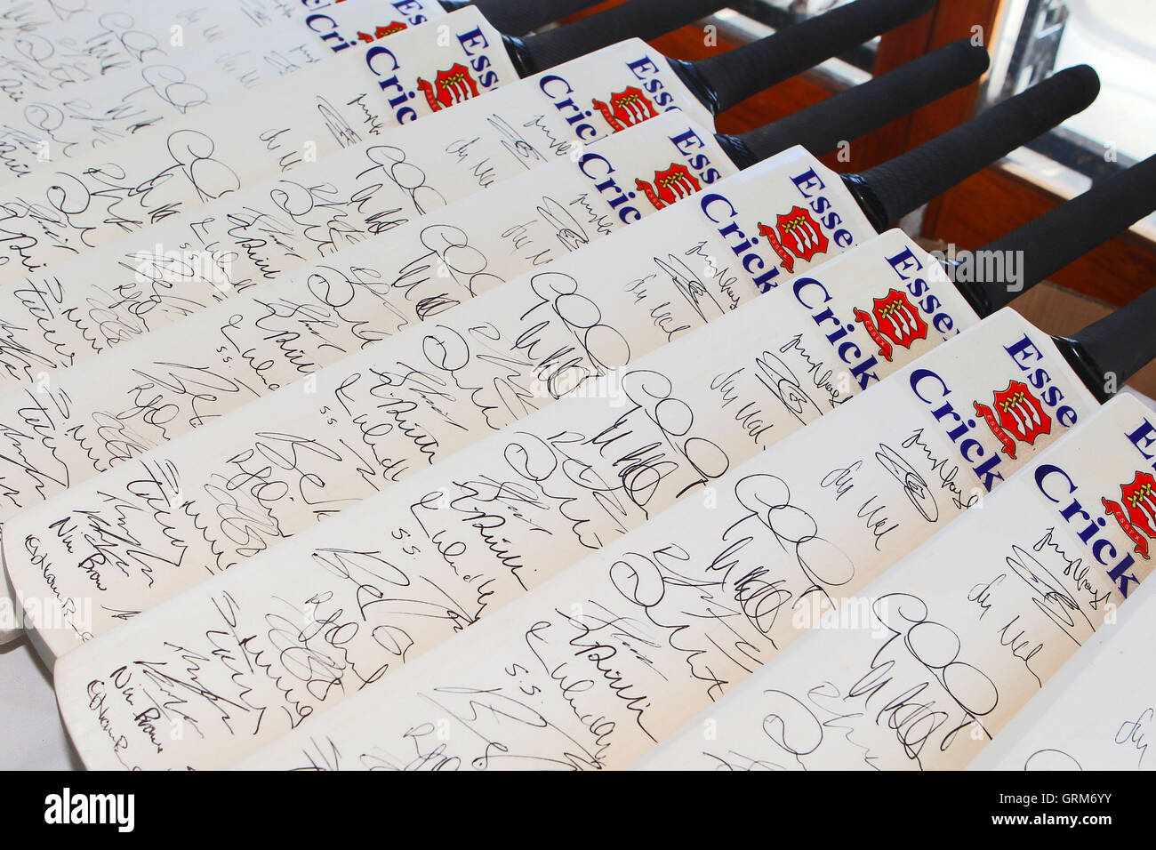 Selection cricket bats signed essex hires stock photography and images