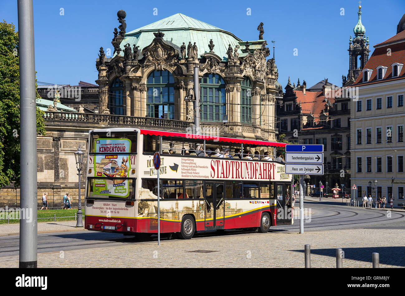 Sightseeing Tours in front of the Zwinger Palace in Dresden, Saxony, Germany. Stock Photo