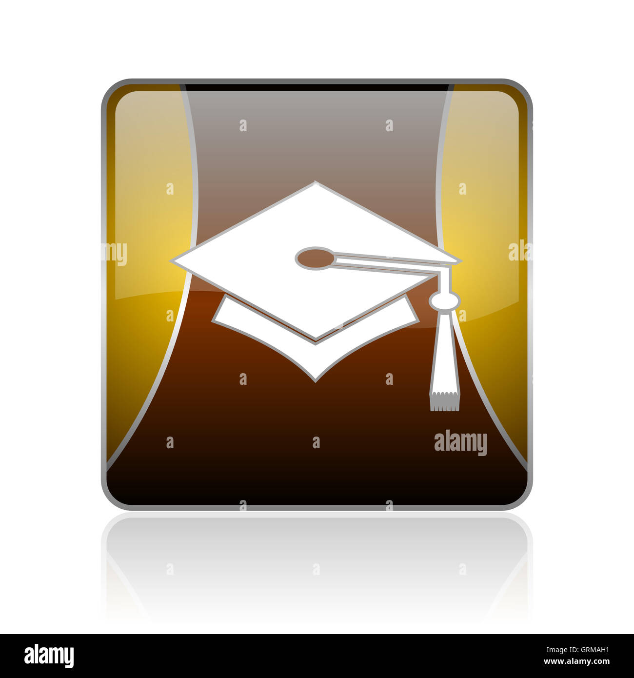graduation golden square web glossy icon Stock Photo - Alamy
