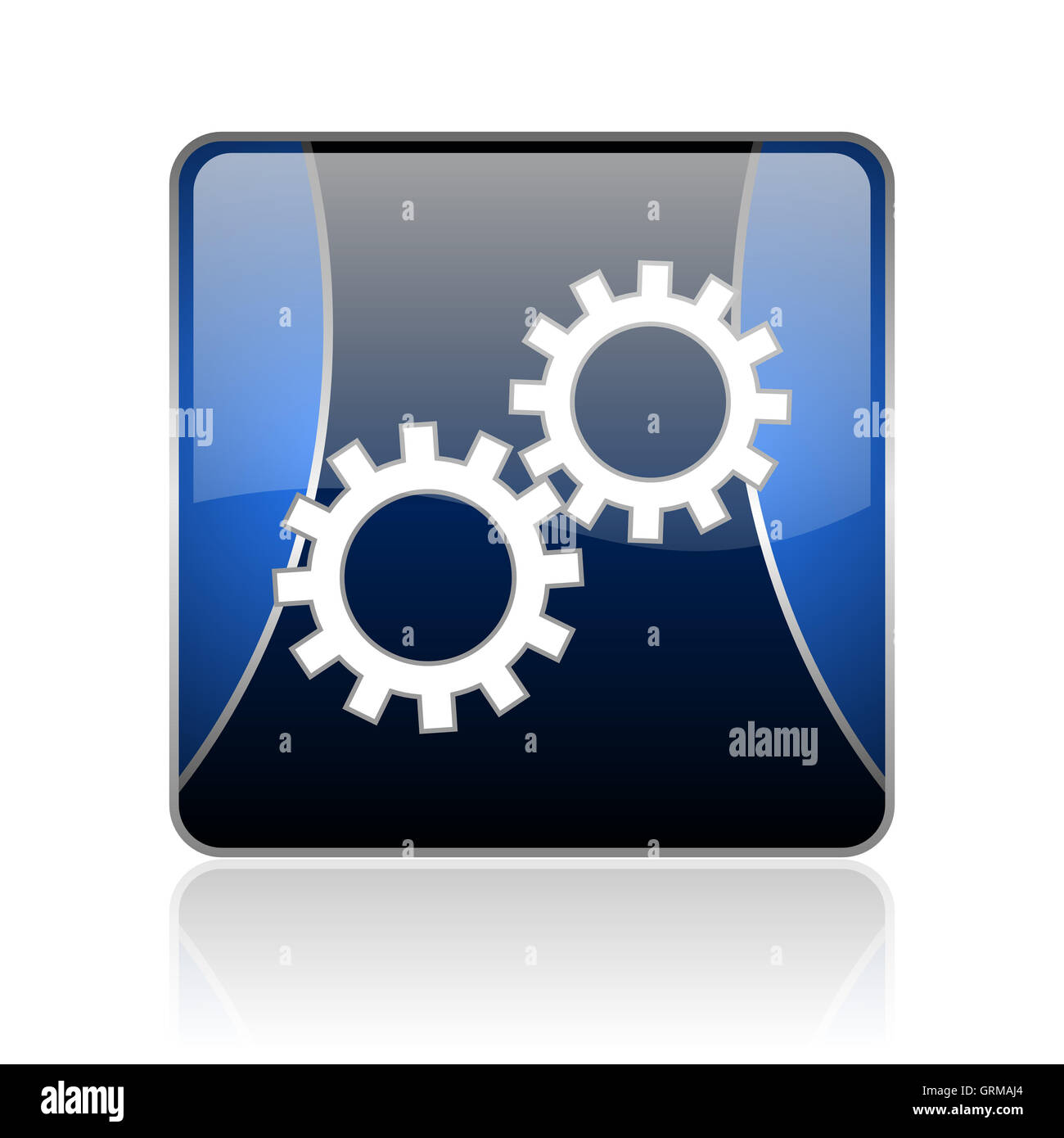 gears blue square web glossy icon Stock Photo - Alamy
