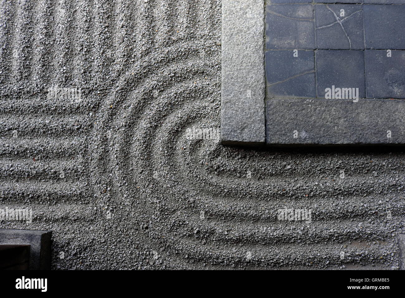 Zen garden raked gravel monks Kyoto Stock Photo Alamy