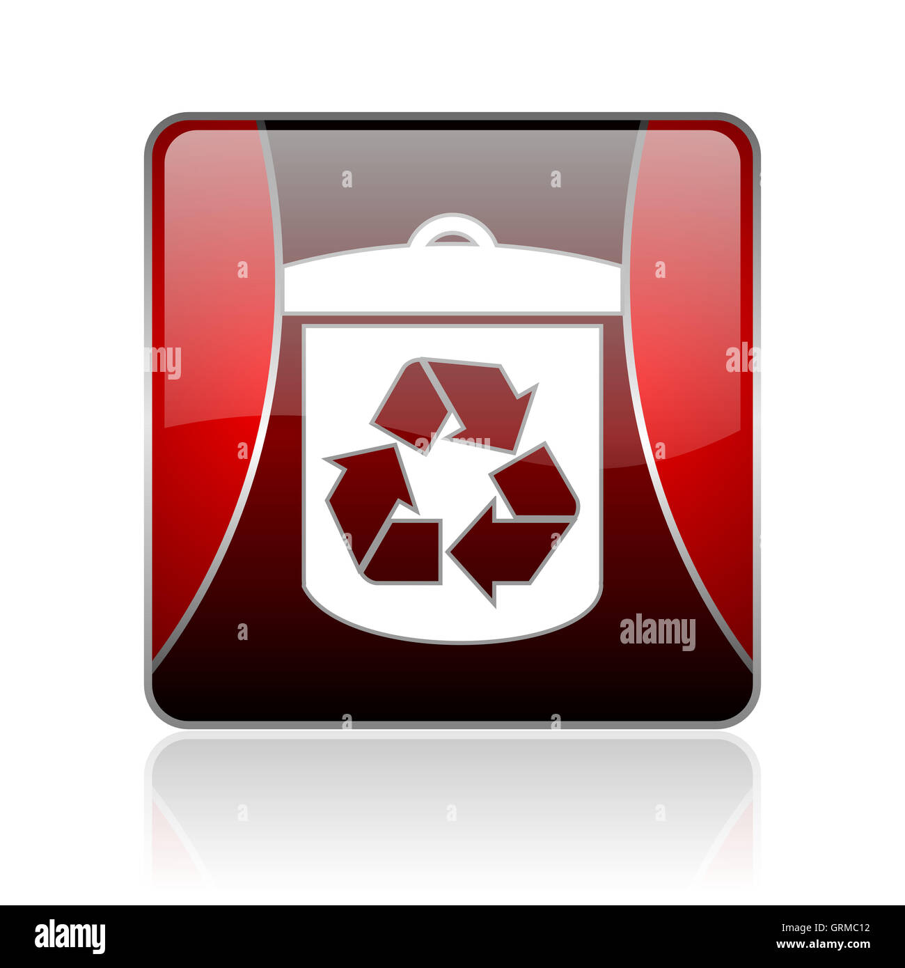 recycle red square web glossy icon Stock Photo - Alamy