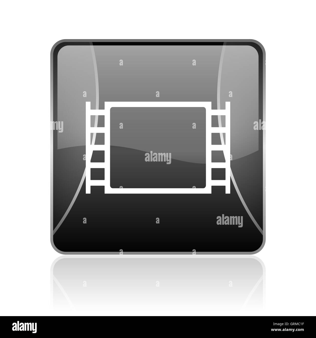 movie black square web glossy icon Stock Photo Alamy