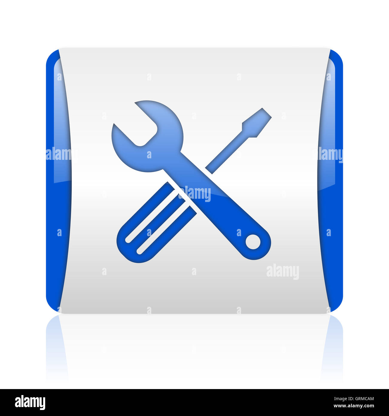 tools blue square web glossy icon Stock Photo - Alamy