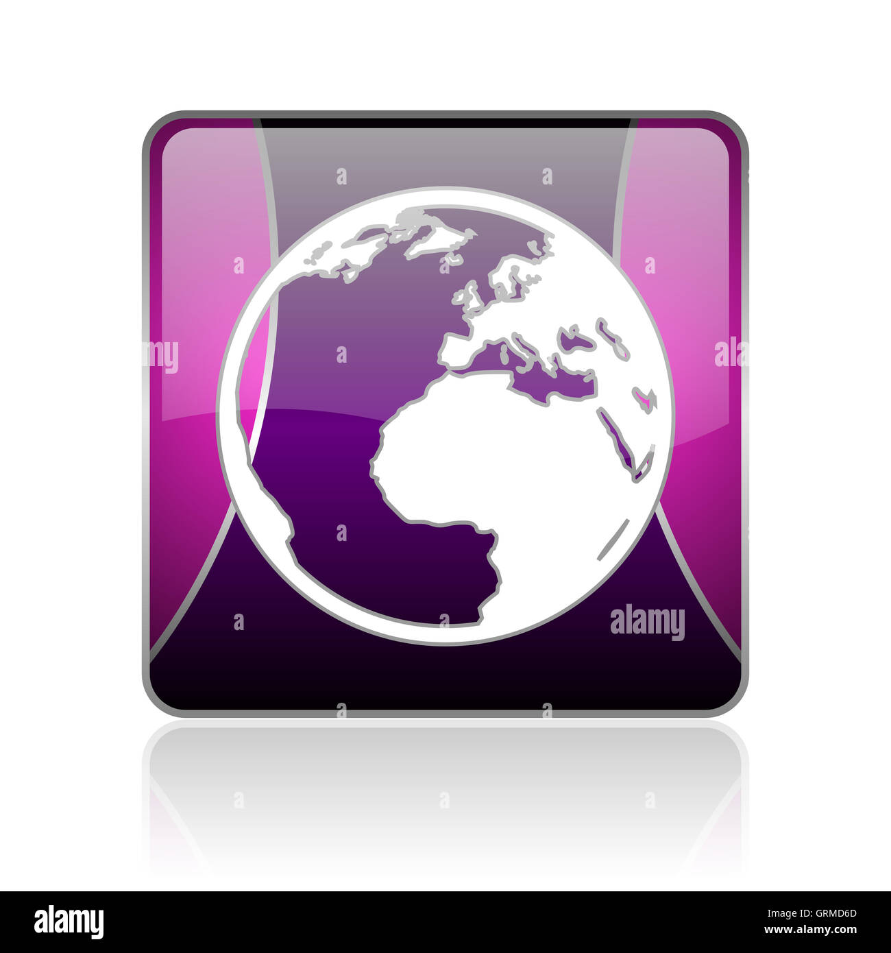 earth violet square web glossy icon Stock Photo Alamy