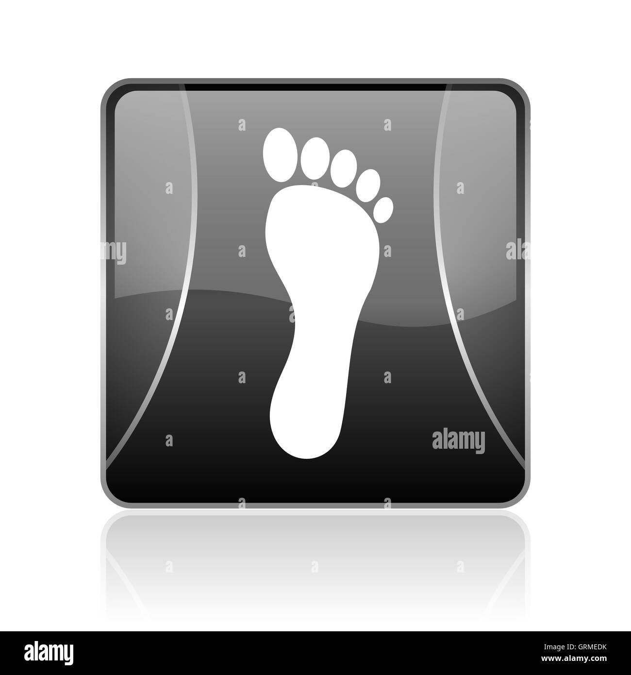 footprint black square web glossy icon Stock Photo - Alamy