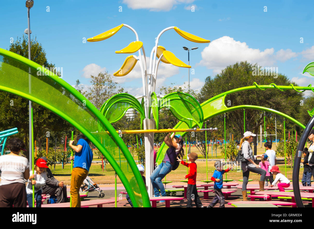 QUITO, ECUADOR 8 AUGUST, 2016 Artistic design public playground with variations of activities