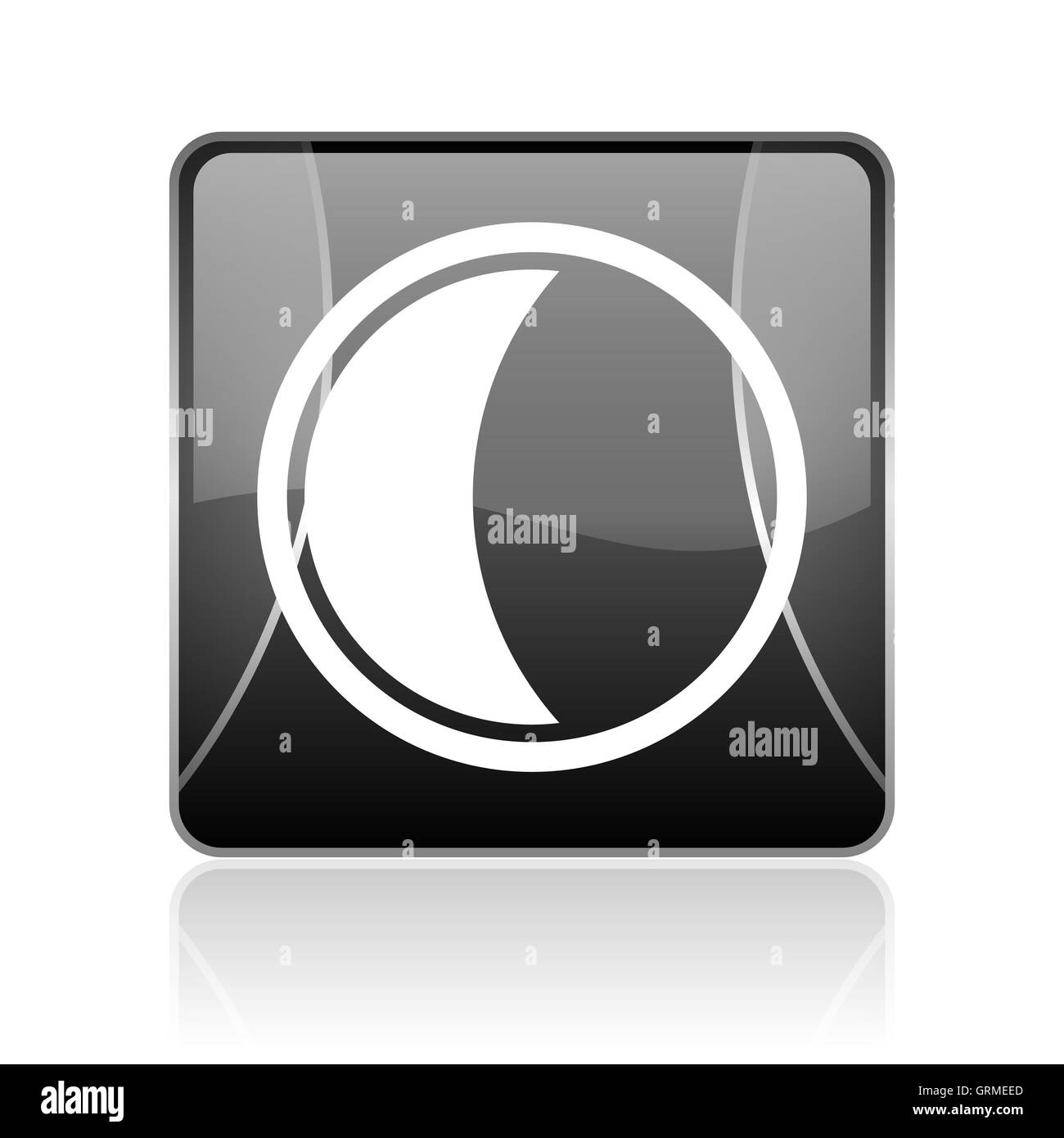 moon black square web glossy icon Stock Photo