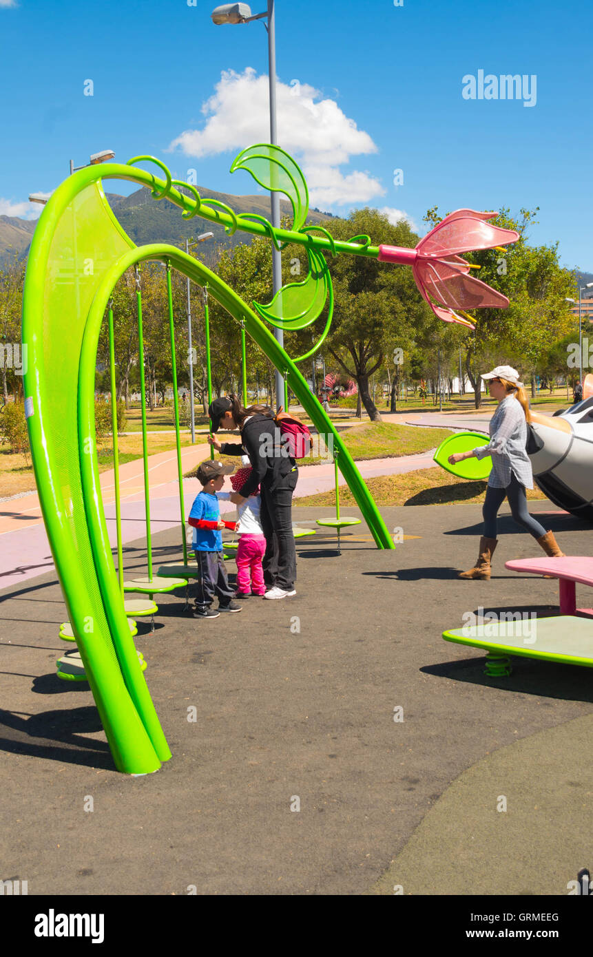 QUITO, ECUADOR 8 AUGUST, 2016 Artistic design public playground with variations of activities