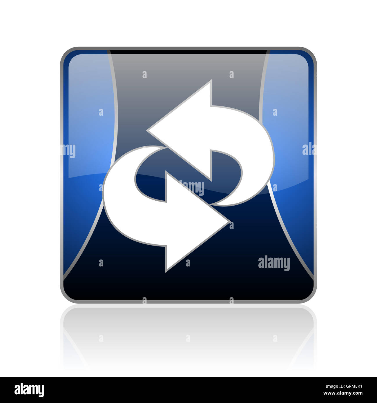 rotate blue square web glossy icon Stock Photo - Alamy