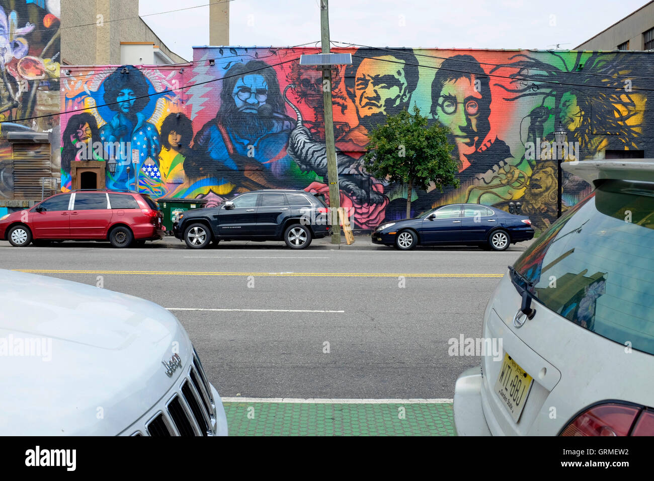 Street art mural along Christopher Columbus Drive,Jersey City,New Jersey,USA Stock Photo