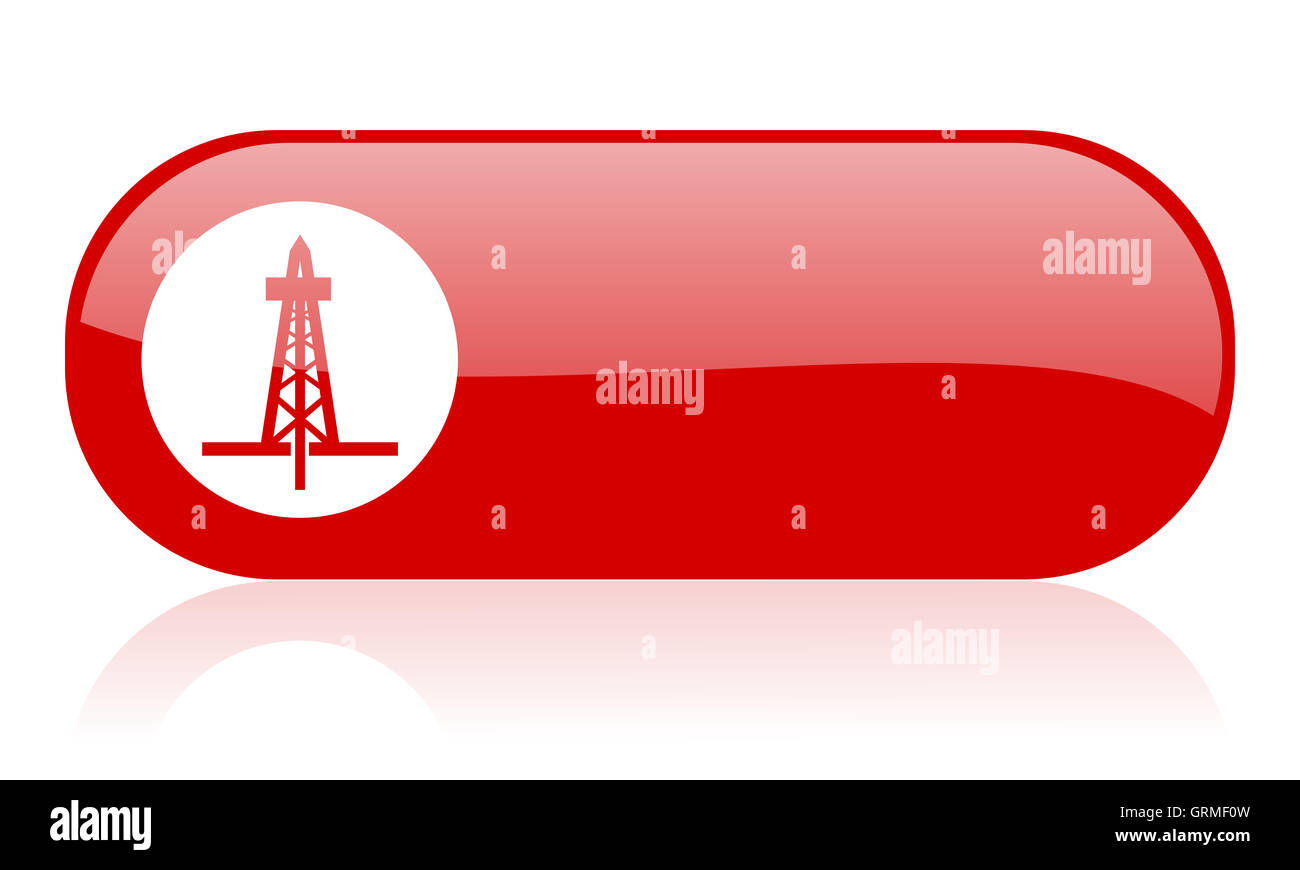 drilling red web glossy icon Stock Photo