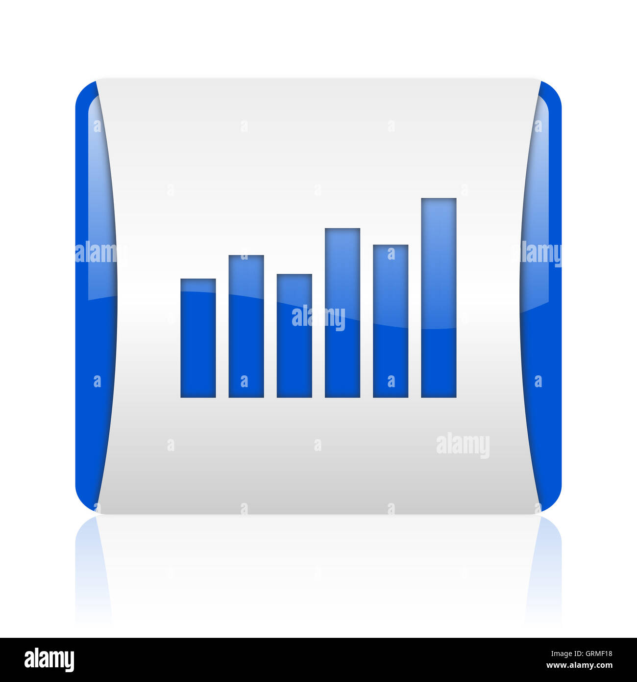 bar graph blue square web glossy icon Stock Photo
