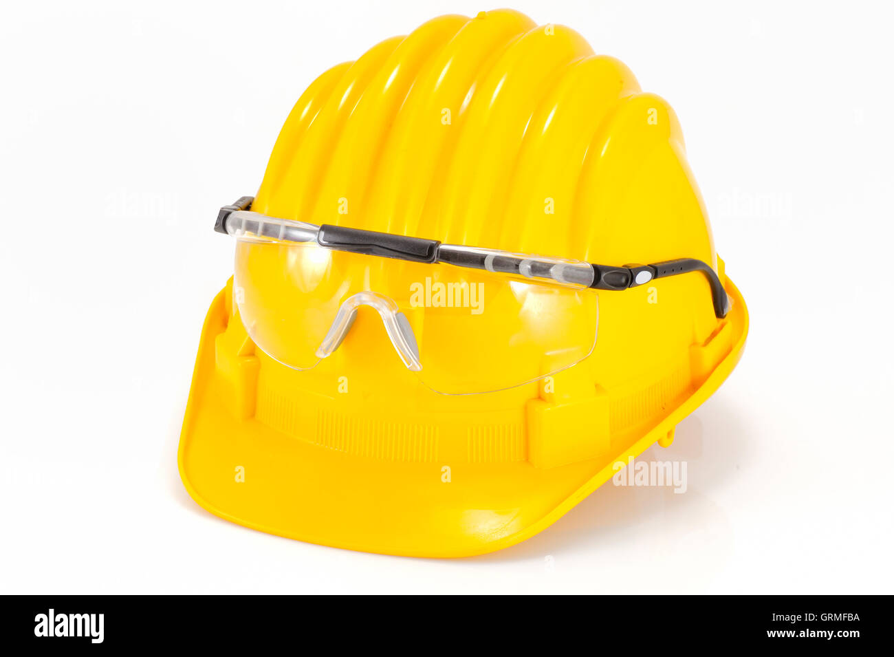 safety helmet and glasses Stock Photo Alamy