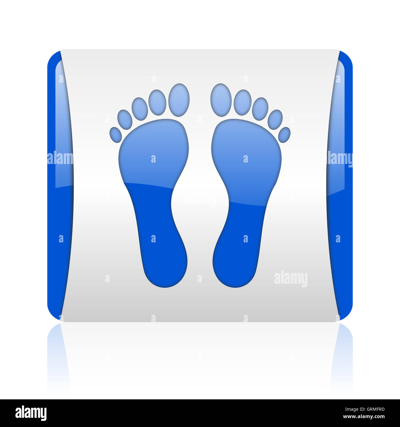 footprint blue square web glossy icon Stock Photo - Alamy