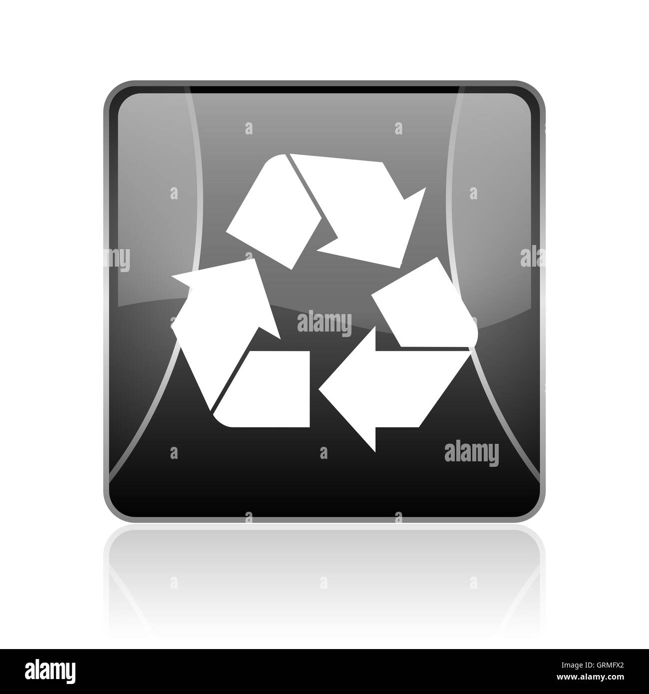 recycle black square web glossy icon Stock Photo
