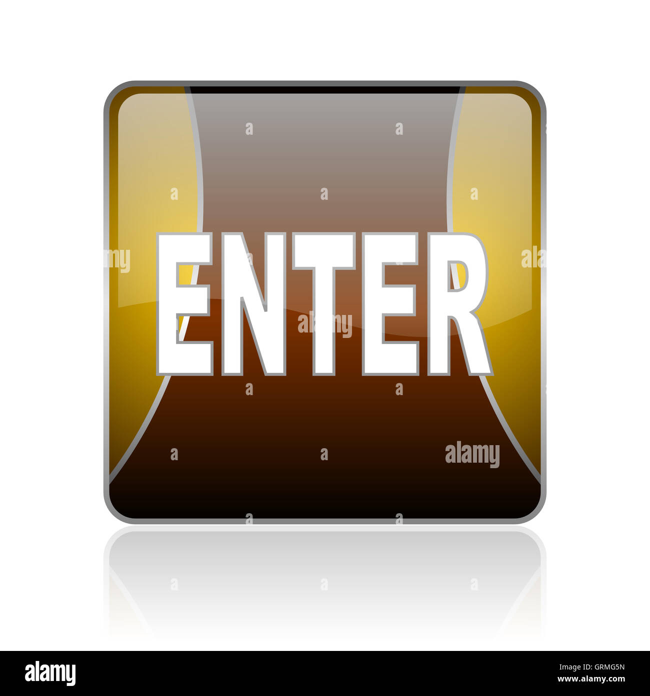 enter golden square web glossy icon Stock Photo Alamy