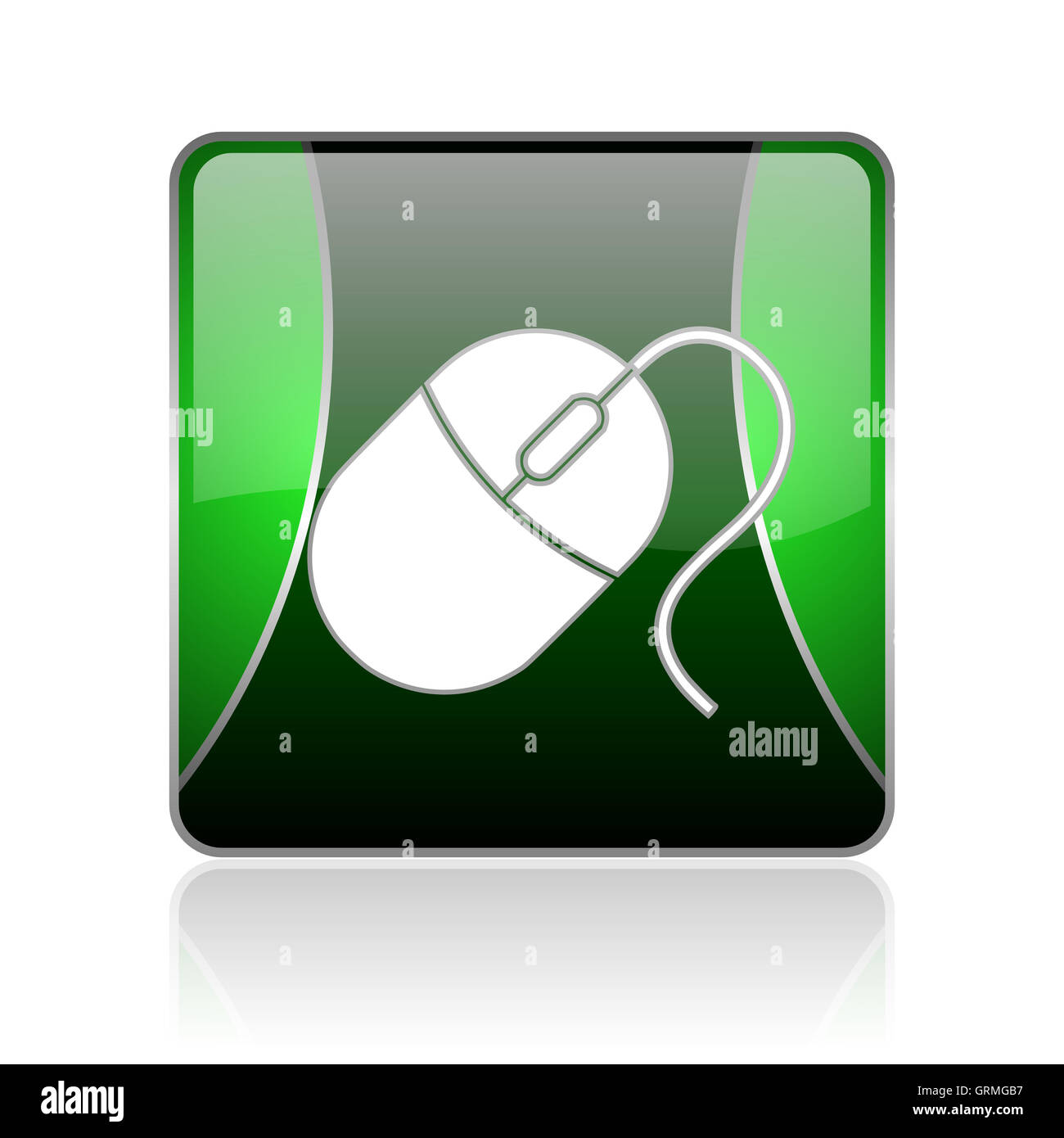 mouse black and green square web glossy icon Stock Photo