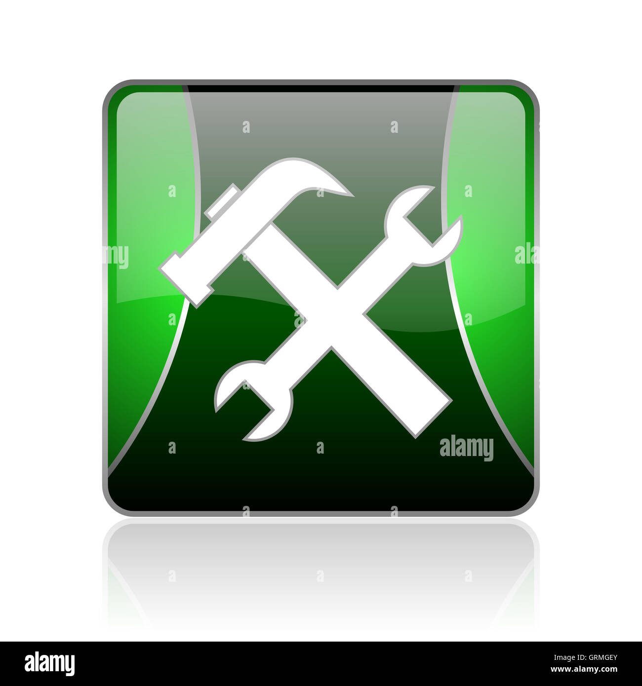 tools black and green square web glossy icon Stock Photo Alamy