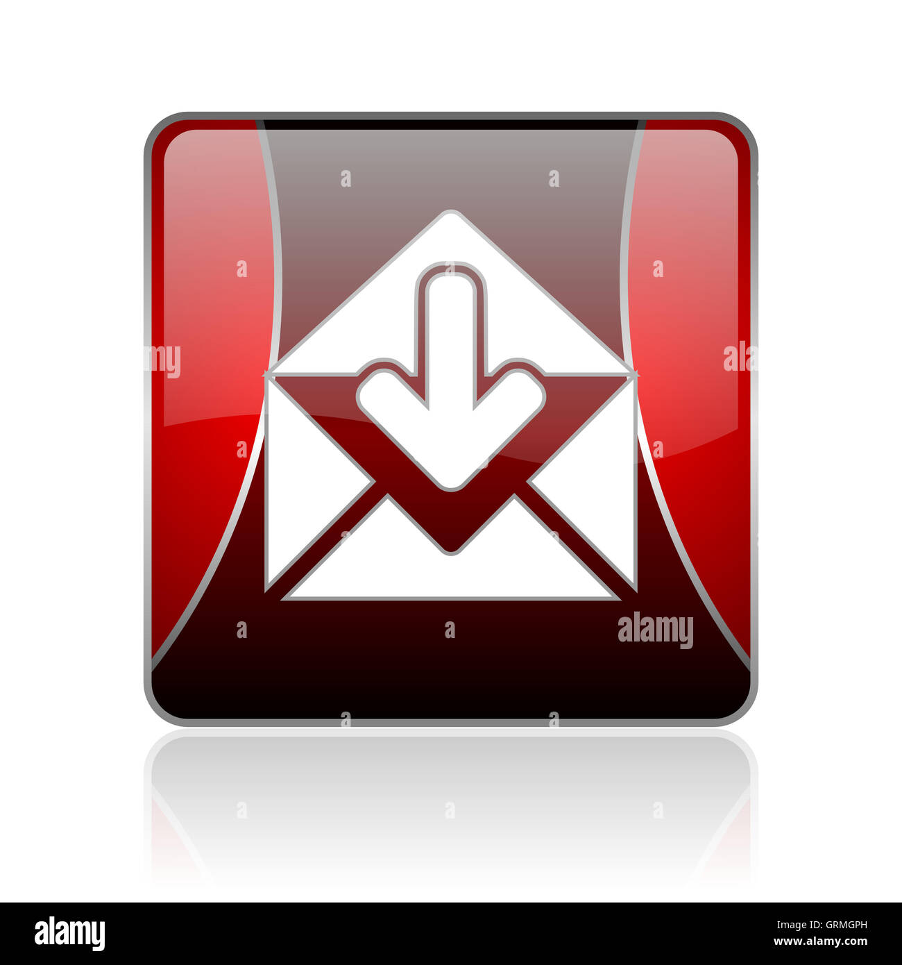mail red square web glossy icon Stock Photo - Alamy