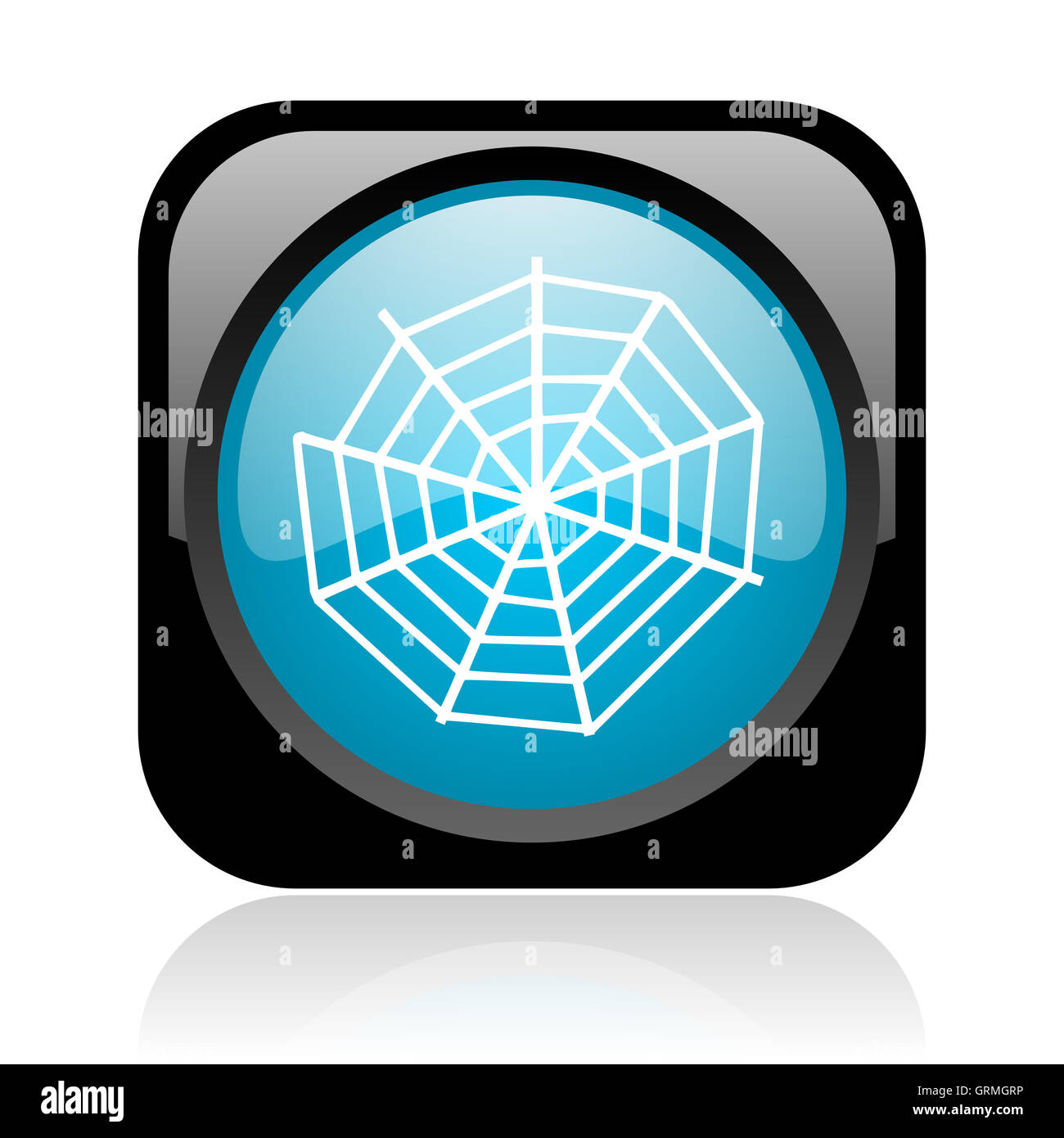spider web black and blue square web glossy icon Stock Photo - Alamy