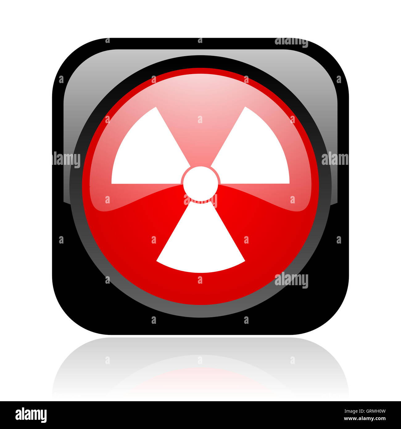 radiation black and red square web glossy icon Stock Photo - Alamy