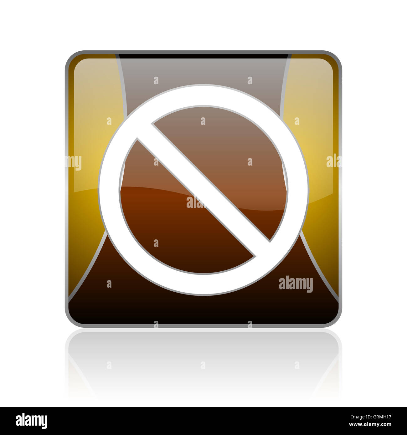 access denied golden square web glossy icon Stock Photo
