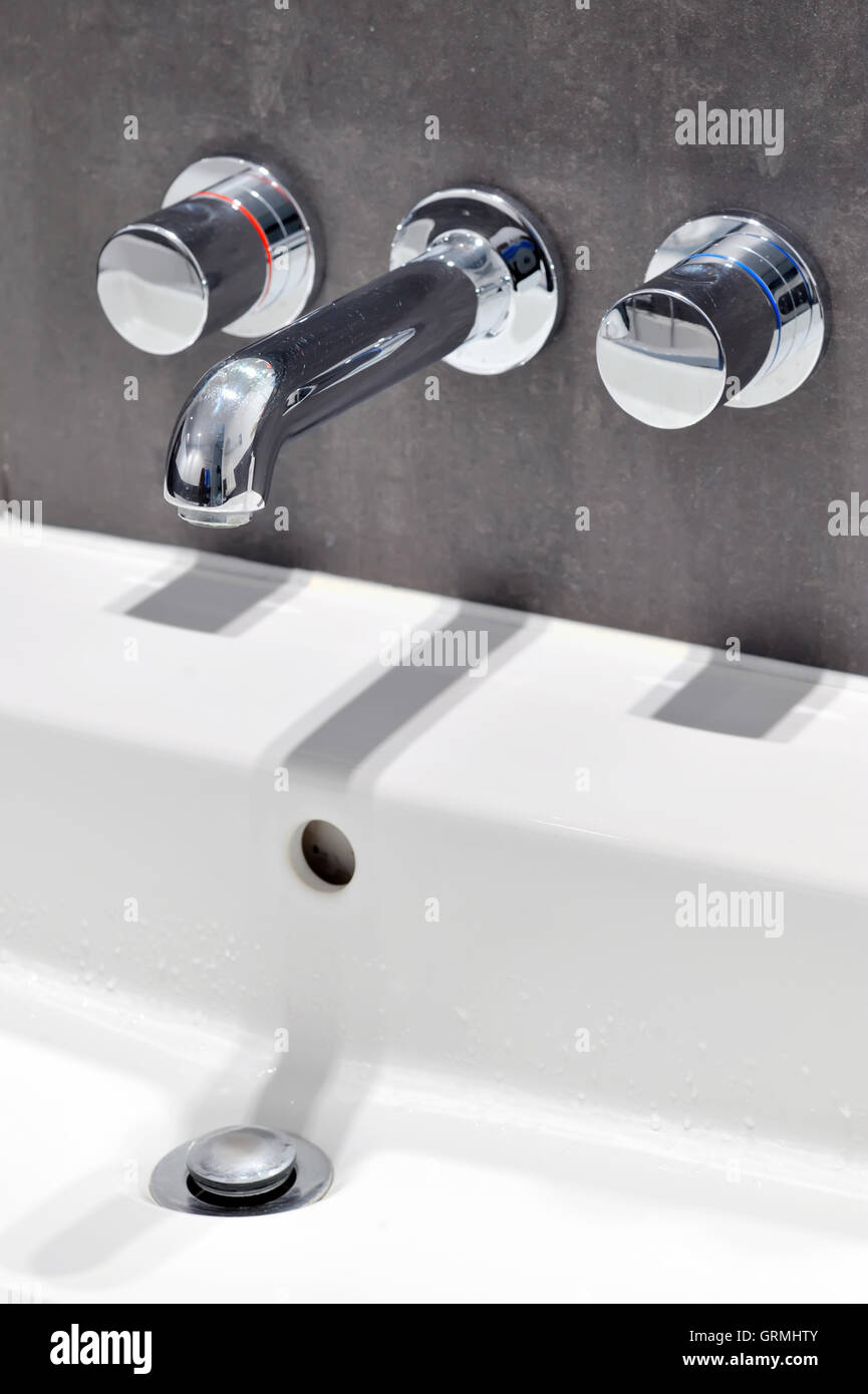 Modern stainless steel tap Stock Photo Alamy