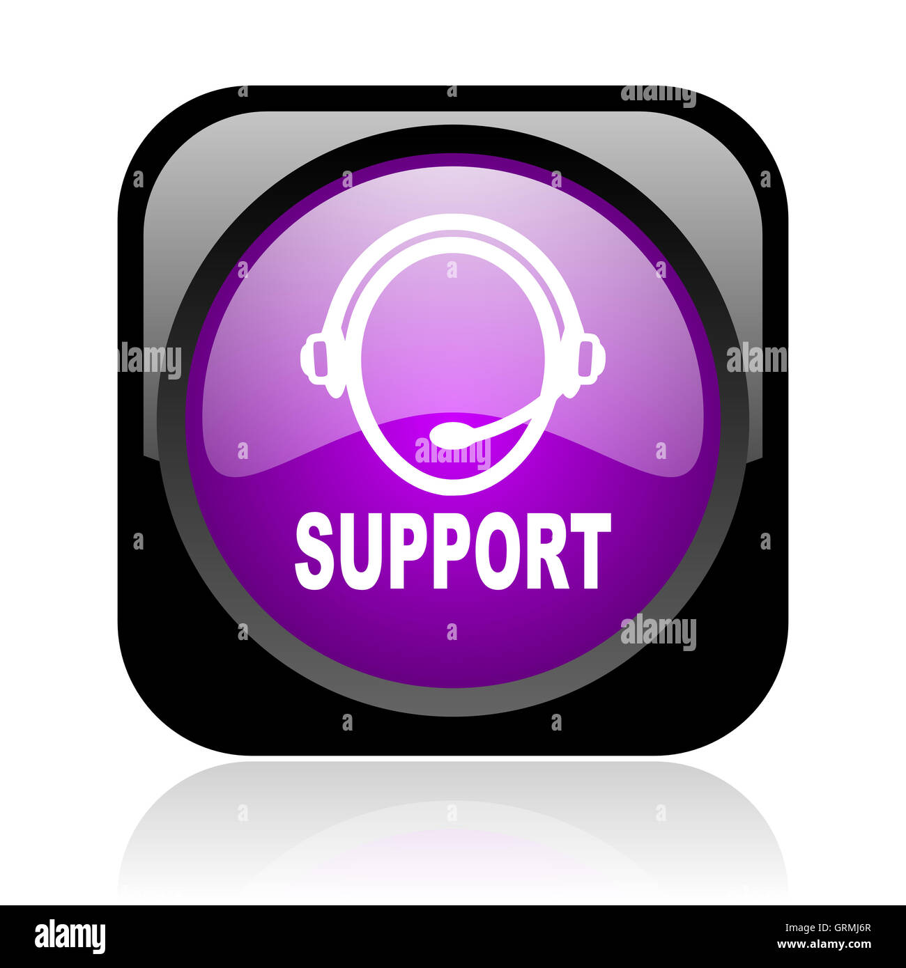 support black and violet square web glossy icon Stock Photo - Alamy