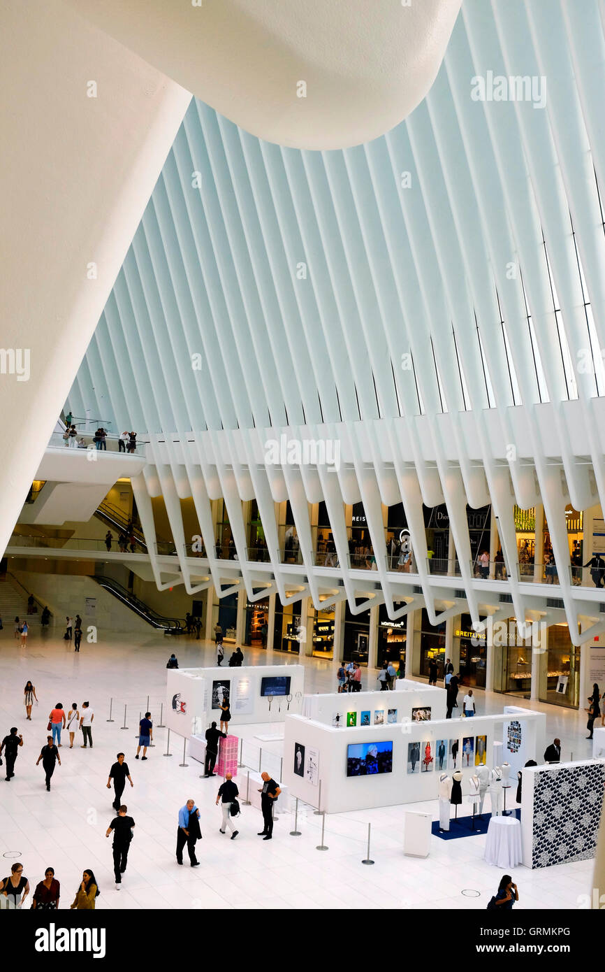 The Westfield World Trade Center mall in Oculus,the center piece of World Trade Center Transportation Hub,New York City,USA Stock Photo