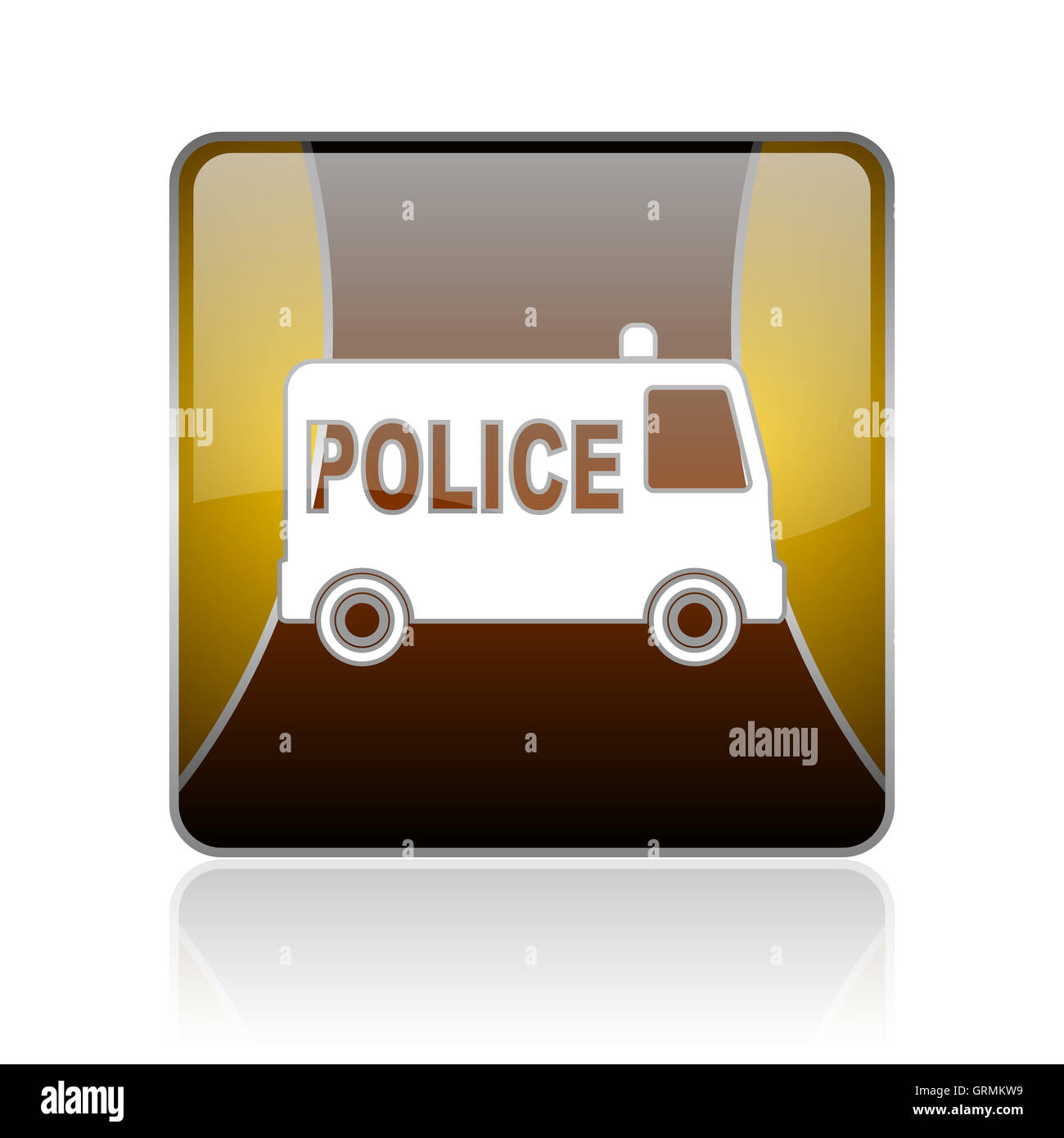 police golden square web glossy icon Stock Photo - Alamy