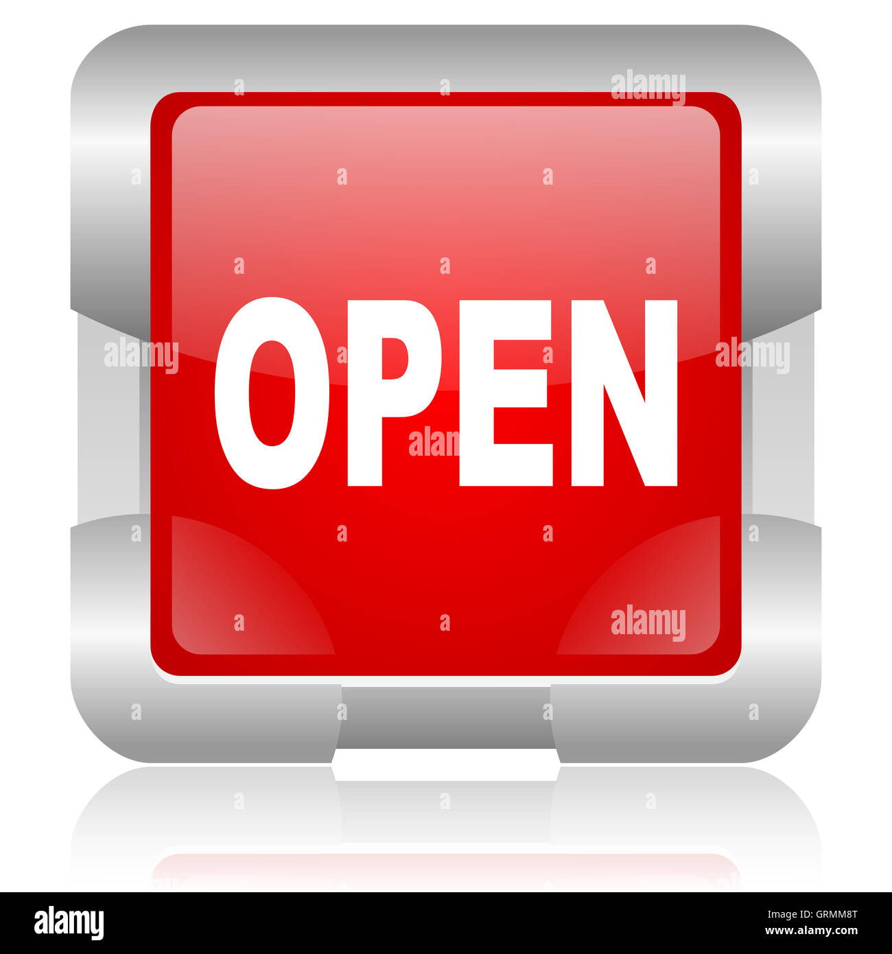open red square web glossy icon Stock Photo - Alamy